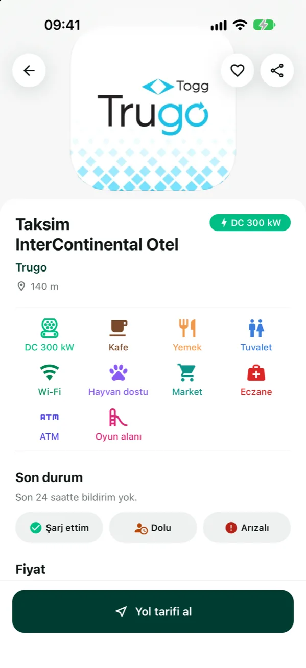 The station page in the app